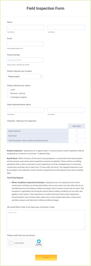 Field Inspection Form Templates | Jotform