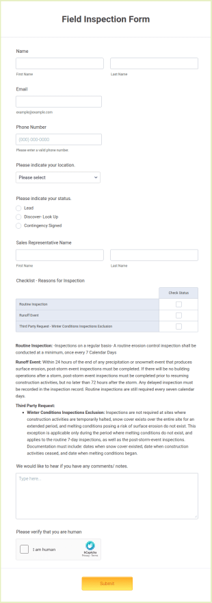 Field Inspection Form Template