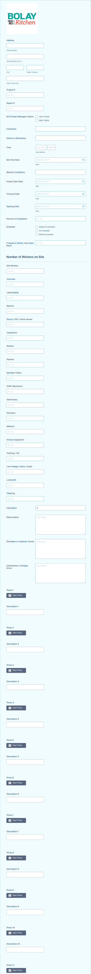 Field Inspection Report Form Template