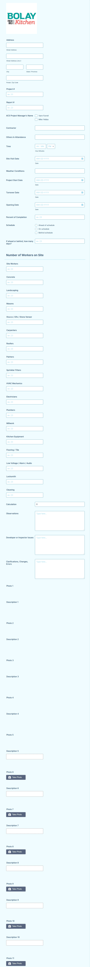 Field Inspection Report Form Template