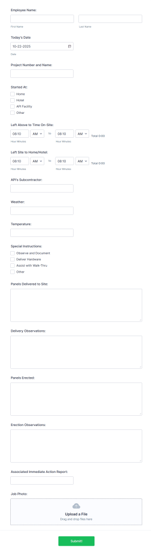 Field Report Form Template