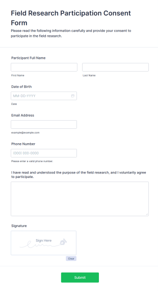 Field Research Participation Consent Form Template