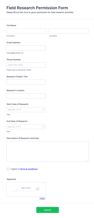 Field Research Permission Form Template