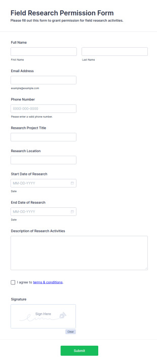 Field Research Permission Form Template