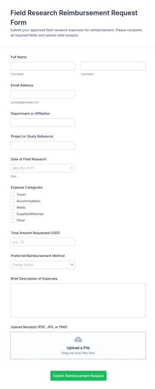 Field Research Reimbursement Request Form Template