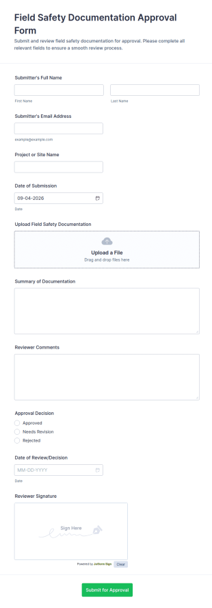 Field Safety Documentation Approval Form Template