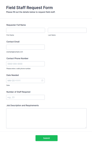 Field Staff Request Form Template