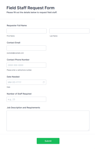 Field Staff Request Form Template