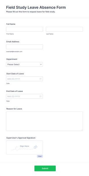 Field Study Leave Absence Form Form Template