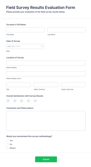 Field Survey Results Evaluation Form Template
