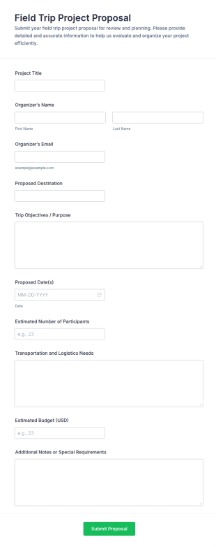 Field Trip Project Proposal Form Template