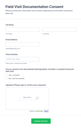 Field Visit Documentation Consent Form Template