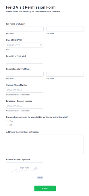 Field Visit Permission Form Template