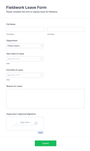 Fieldwork Leave Form Template