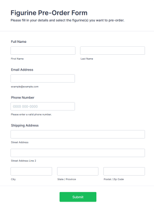 Figurine Pre Order Form Template