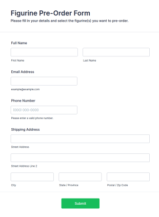 Figurine Pre Order Form Template