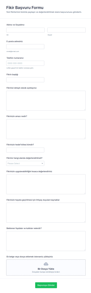 Fikir Başvuru Form Şablonu