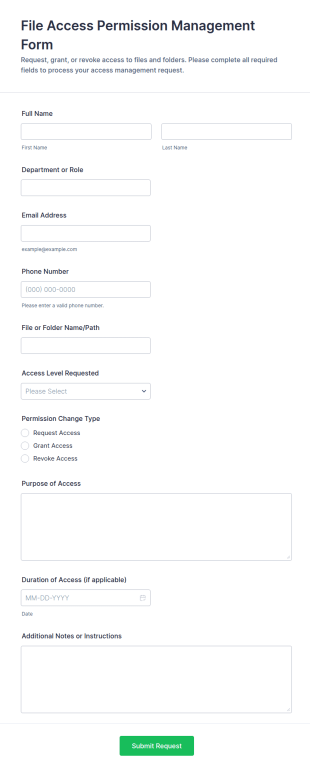 File Access Permission Management Form Template