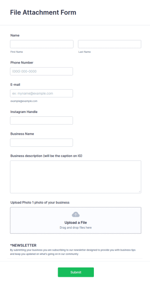 File Attachment Form Template