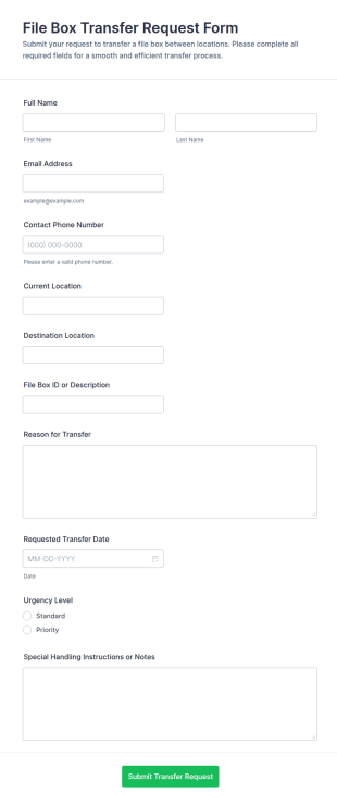 File Box Transfer Request Form Template