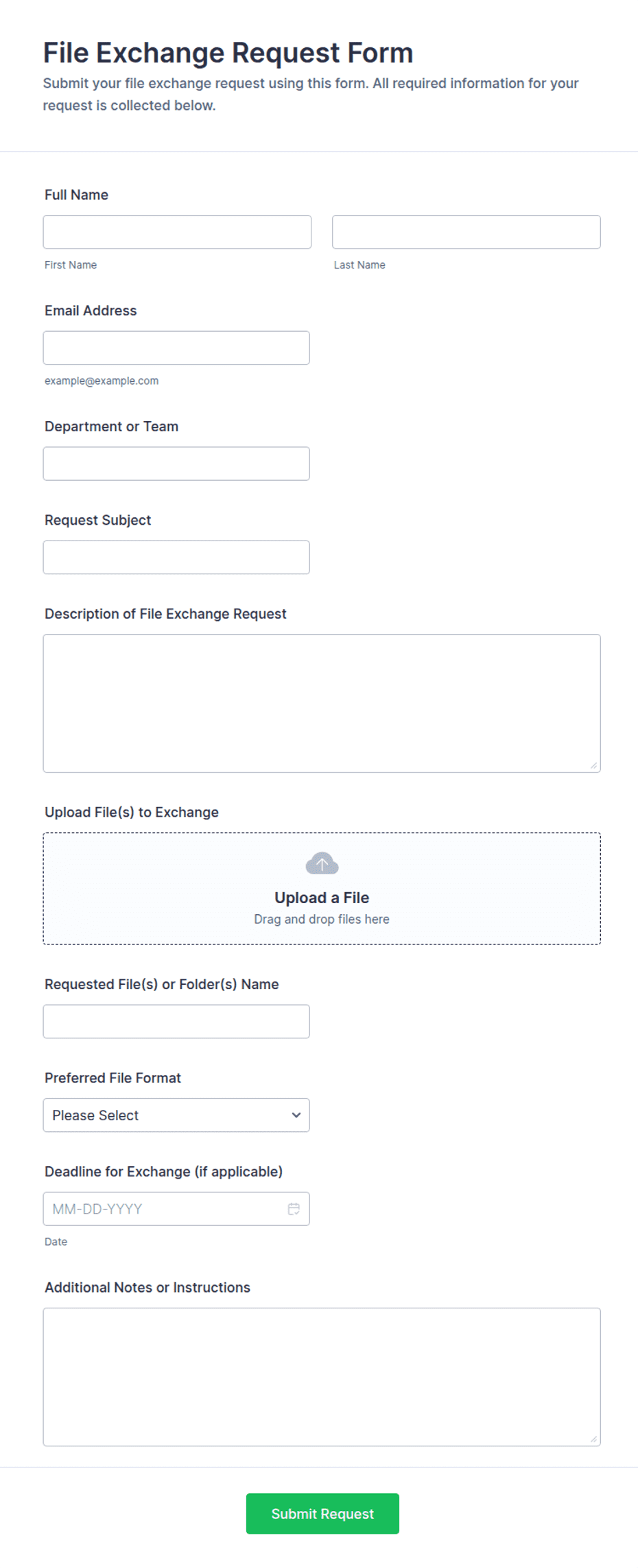 File Exchange Request Form Template | Jotform