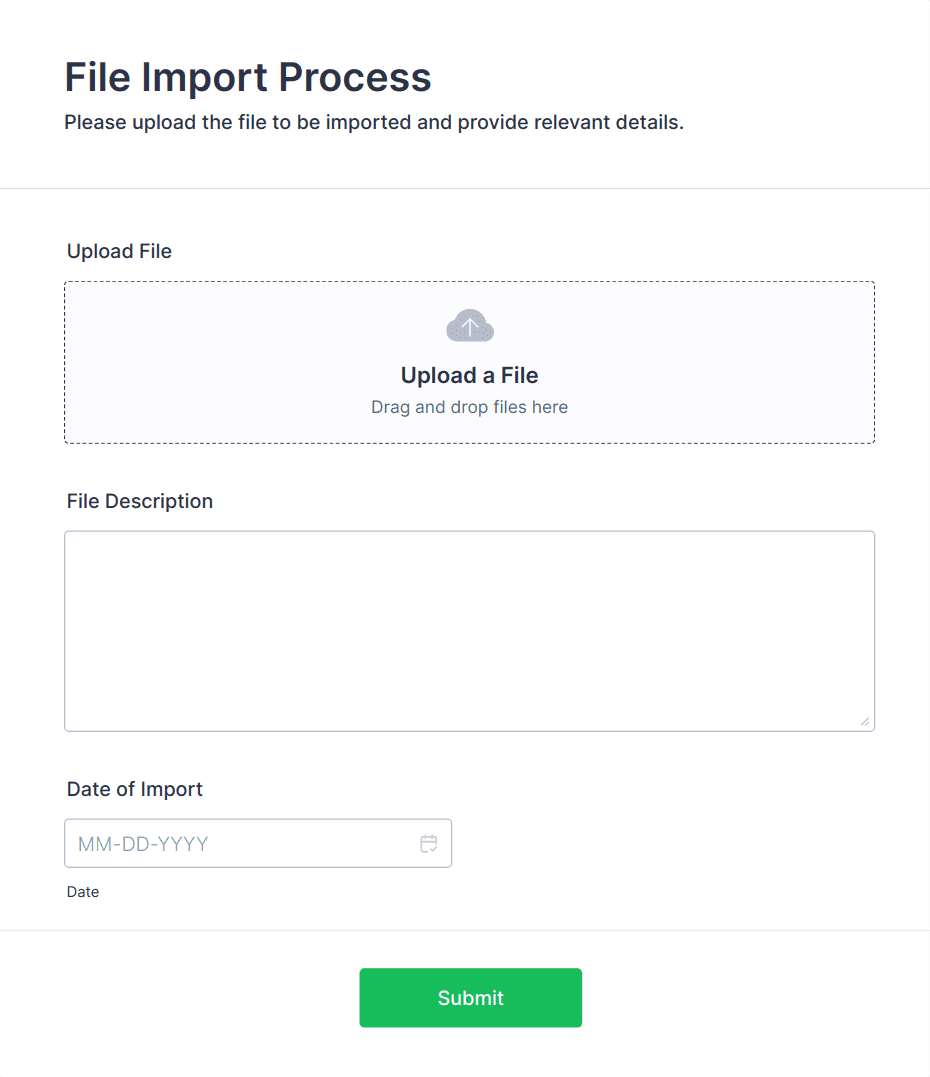 File Import Process Form Template | Jotform