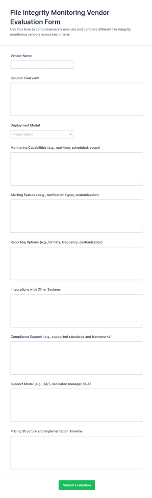 File Integrity Monitoring Vendor Evaluation Form Template