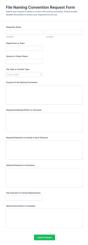 File Naming Convention Request Form Template
