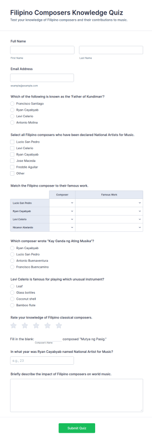 Filipino Composers Knowledge Quiz Form Template