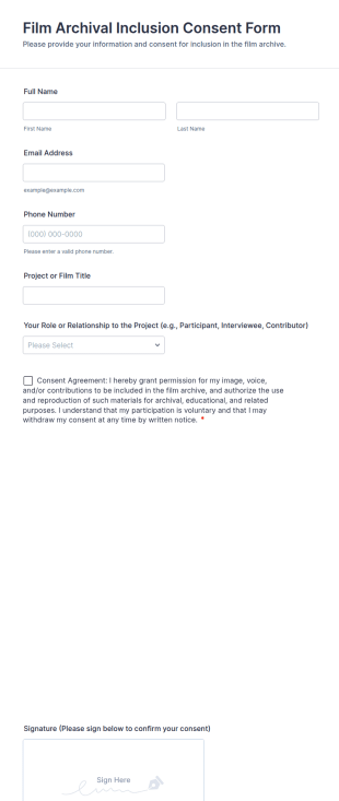 Film Archival Inclusion Consent Form Template