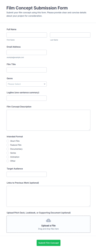 Film Concept Submission Form Template