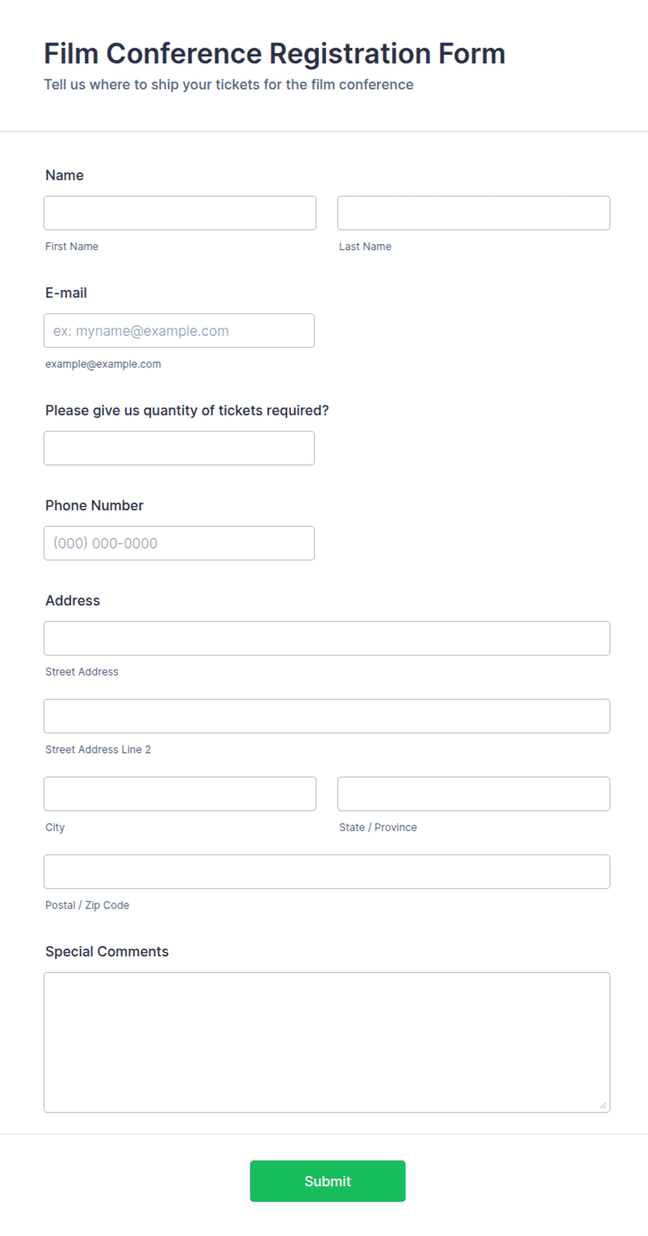 Film Conference Registration Form Template | Jotform