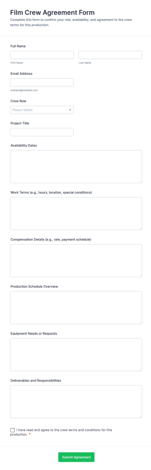 Film Crew Agreement Form Template