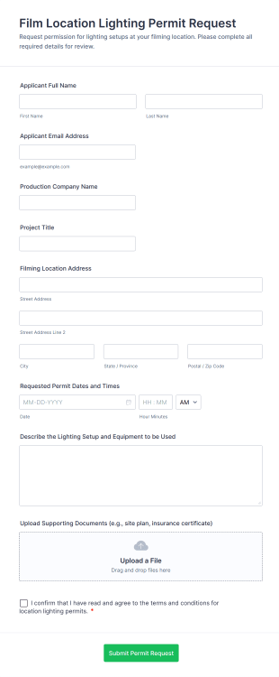 Film Location Lighting Permit Request Form Template