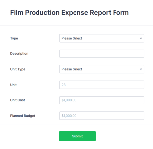 Film Production Expense Report Form Template