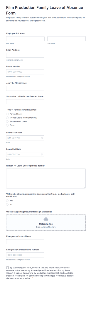 Film Production Family Leave Of Absence Form Template