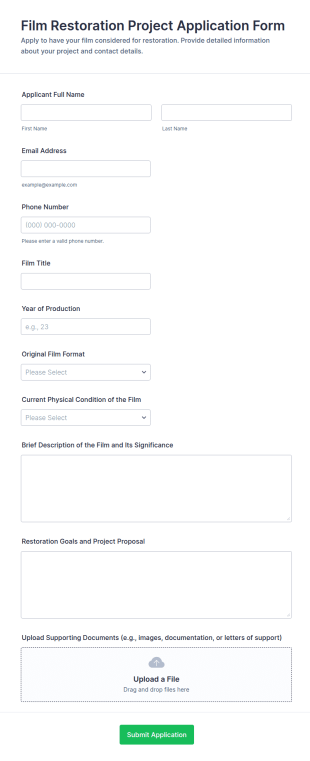 Film Restoration Project Application Form Template