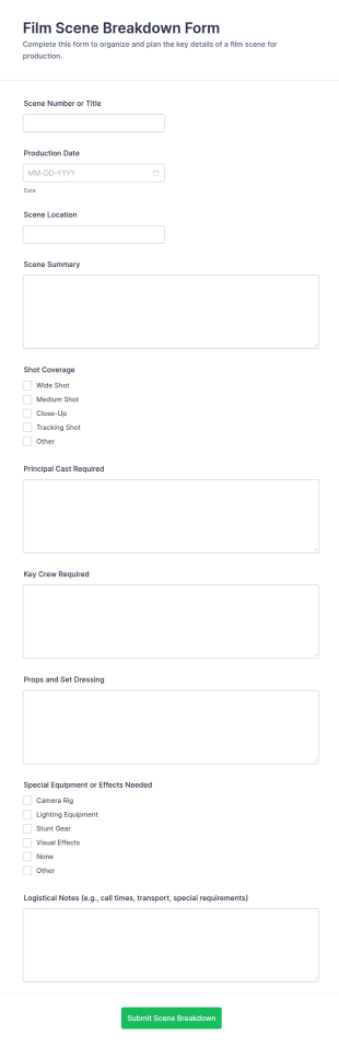 Film Scene Breakdown Form Template