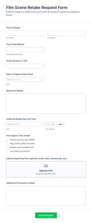 Film Scene Retake Request Form Template