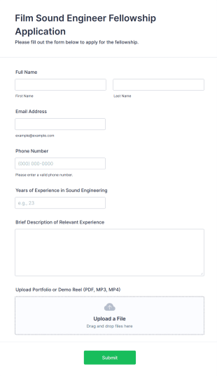 Film Sound Engineer Fellowship Application Form Template
