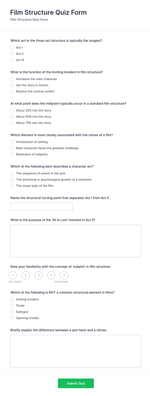 Film Structure Quiz Form Template