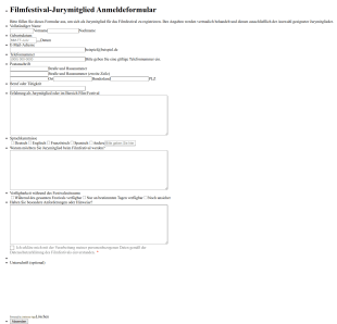 Filmfestival Jurymitglied Anmeldeformular