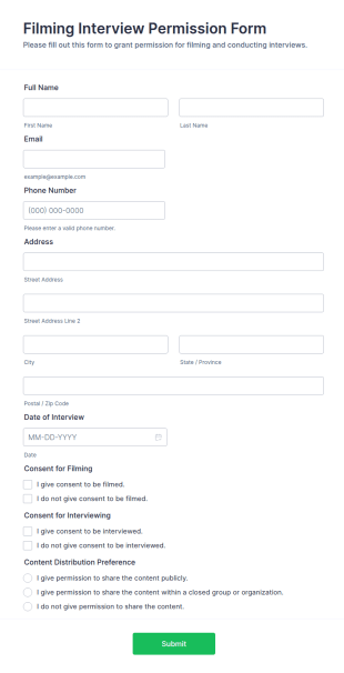 Filming Interview Permission Form Template