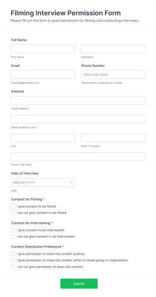 Filming Interview Permission Form Template
