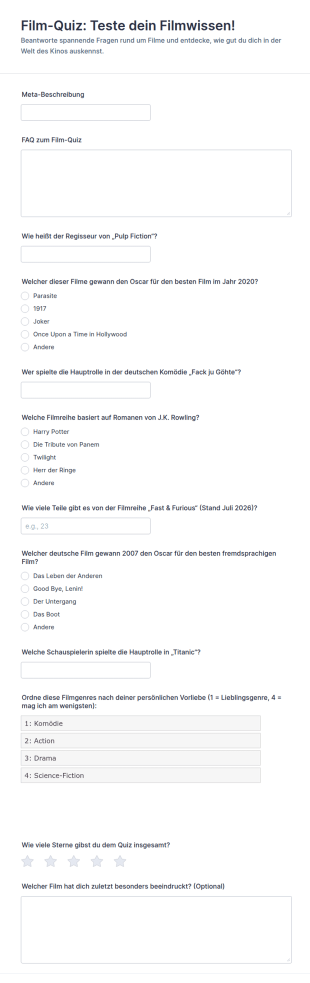 Filmquiz Umfrage