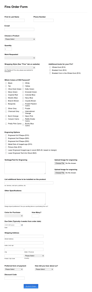 Fin Order Form Template