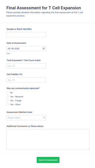 Final Assessment For T Cell Expansion Form Template
