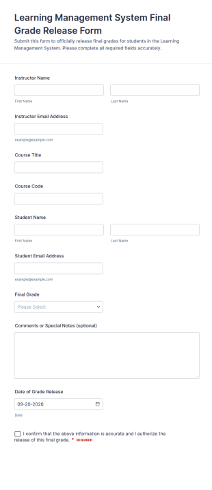 Final Grade Release Form Template