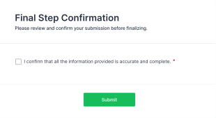 Final Step Confirmation Form Template
