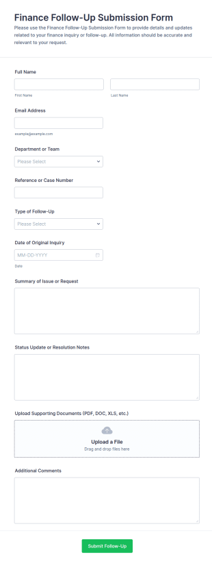 Finance Follow Up Submission Form Template